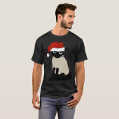 シャム猫サンタのユーモラスなクリスマス猫 Tシャツ (正面フル)