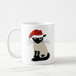 シャム猫サンタ - おもしろいクリスマス キャット コーヒーマグカップ