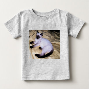 シャム猫サンドストーンアニマルアートペットかわいい子猫 ベビーTシャツ