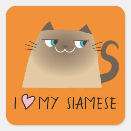 シャム猫ステッカー かわいいギフト スクエアシール