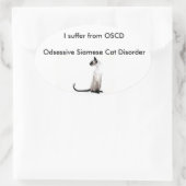 シャム猫ステッカー 楕円形シール (バッグ)