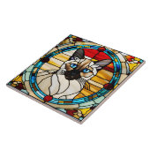 シャム猫ステンドグラス装飾瓦 タイル (側面)