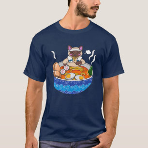 シャム猫チリンラーメンかわいい日本の食おた Tシャツ