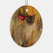 シャム猫ドライフラワーアニマルオーナメント セラミックオーナメント (右)