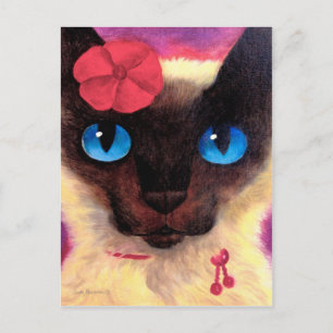シャム猫ネコ絵画ペット数々の- ポストカード