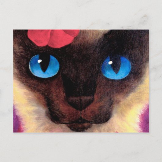 シャム猫ネコ絵画ペット数々の- ポストカード (正面)
