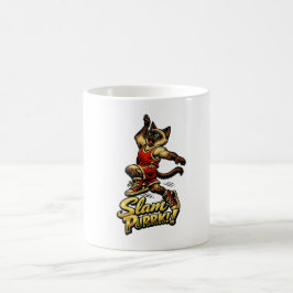 シャム猫バスケットボールデザインの名入れマグカップ コーヒーマグカップ