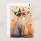 シャム猫バレンタインデー ポストカード (正面/裏面)