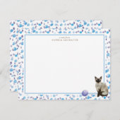 シャム猫パーソナライズされた文房具 ノートカード (正面/裏面)