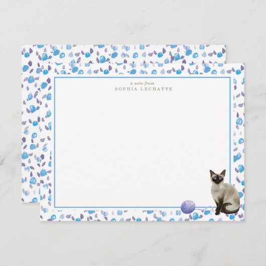 シャム猫パーソナライズされた文房具 ノートカード (正面/裏面)