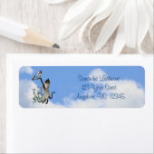 シャム猫ブルーバタフライかわいい住所 ラベル (インサイチュ)