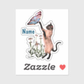 シャム猫ブルーバタフライ可愛パーソナライズされたい シール (シート)