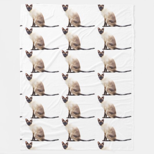 シャム猫ペットかわいいのどを鳴らす音動物の猫ちゃん フリースブランケット (正面)