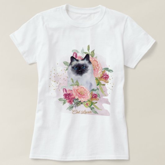 シャム猫ママ愛愛人幸せな母親の日 Tシャツ (デザイン正面)