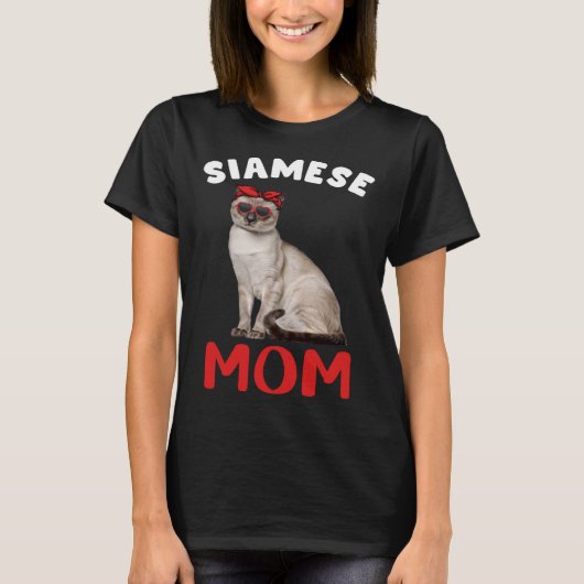 シャム猫ママ猫ママ猫オーナー子猫かわいい Tシャツ (正面)