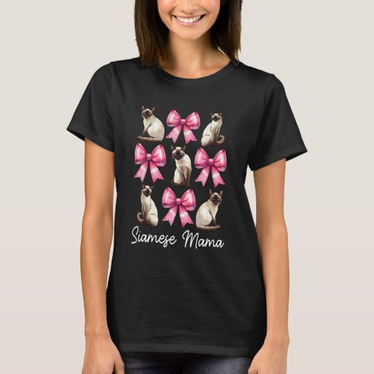 シャム猫ママ シャム猫 母の日 クォケット Tシャツ (正面)