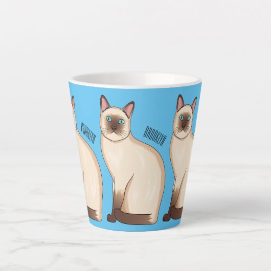 シャム猫マンガイラストレーション カフェラテマグ (正面)