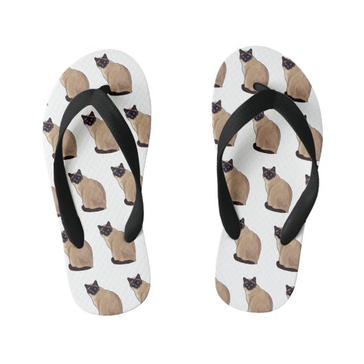 シャム猫マンガイラストレーション キッズビーチサンダル (フットベッド)