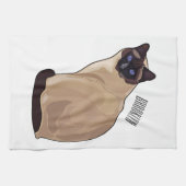 シャム猫マンガイラストレーション キッチンタオル (横)