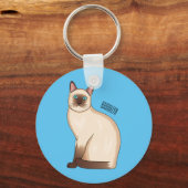 シャム猫マンガイラストレーション キーホルダー (正面)