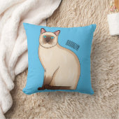 シャム猫マンガイラストレーション クッション (ブランケット)