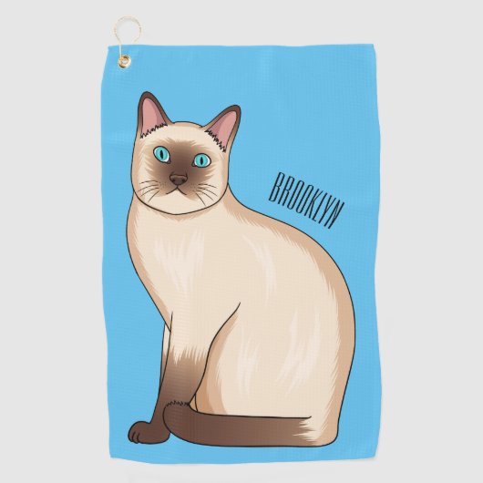シャム猫マンガイラストレーション ゴルフタオル (正面)
