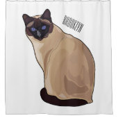 シャム猫マンガイラストレーション シャワーカーテン (正面)
