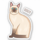 シャム猫マンガイラストレーション シール (正面)