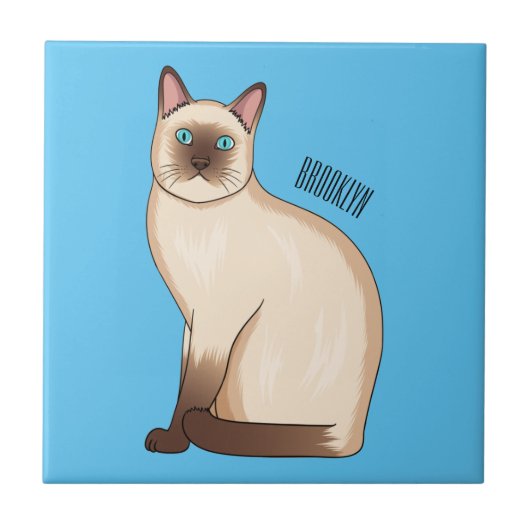 シャム猫マンガイラストレーション タイル (正面)