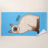 シャム猫マンガイラストレーション ビーチタオル (正面)