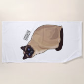 シャム猫マンガイラストレーション ビーチタオル (正面)