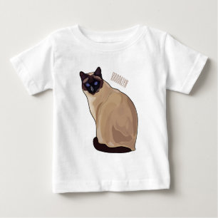 シャム猫マンガイラストレーション ベビーTシャツ