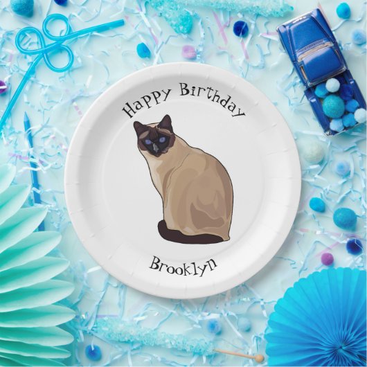 シャム猫マンガイラストレーション ペーパープレート (パーティー)
