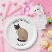 シャム猫マンガイラストレーション ペーパープレート (パーティー)