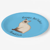 シャム猫マンガイラストレーション ペーパープレート (アングル)