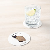 シャム猫マンガイラストレーション ラウンドペーパーコースター (インサイチュ)