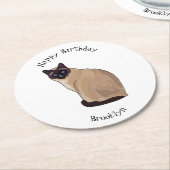 シャム猫マンガイラストレーション ラウンドペーパーコースター (アングル)