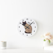 シャム猫マンガイラストレーション ラウンド壁時計 (ホーム)