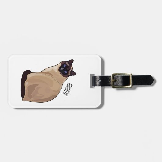 シャム猫マンガイラストレーション ラゲッジタグ (正面横)