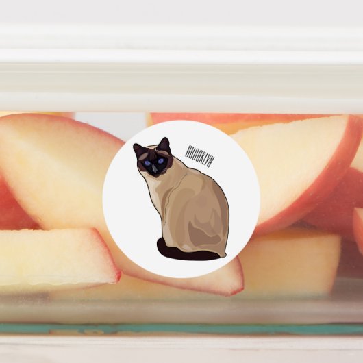 シャム猫マンガイラストレーション ラベル (貼付)