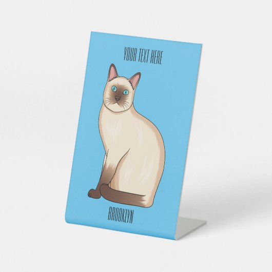 シャム猫マンガイラストレーション 台座サイン (正面)