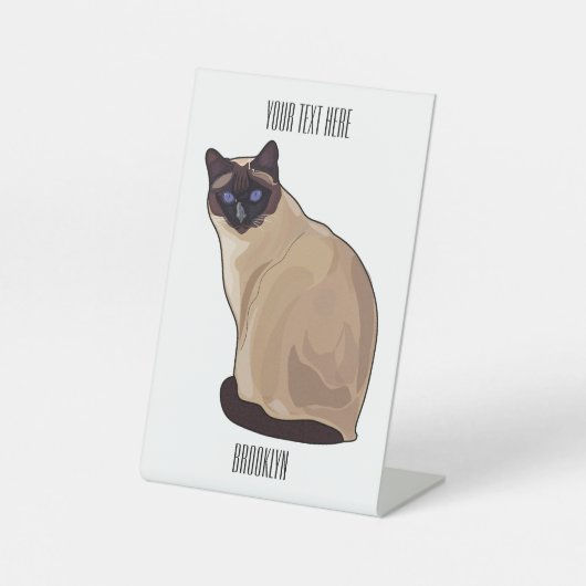 シャム猫マンガイラストレーション 台座サイン (正面)