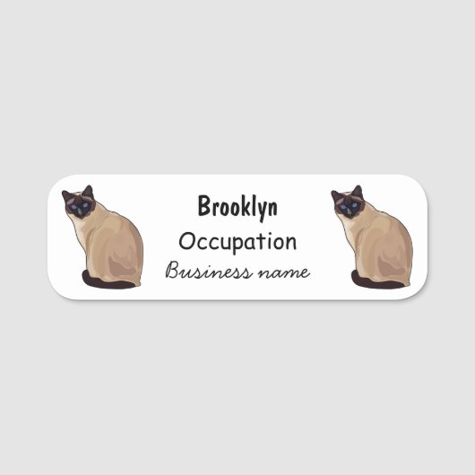 シャム猫マンガイラストレーション 名札 (正面)