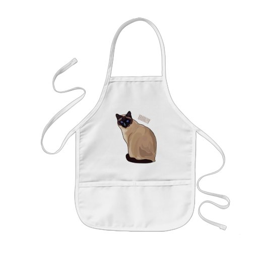シャム猫マンガイラストレーション 子供用エプロン (正面)