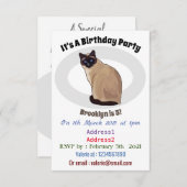 シャム猫マンガイラストレーション 招待状 (正面/裏面)