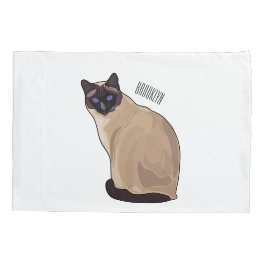 シャム猫マンガイラストレーション 枕カバー (裏面)