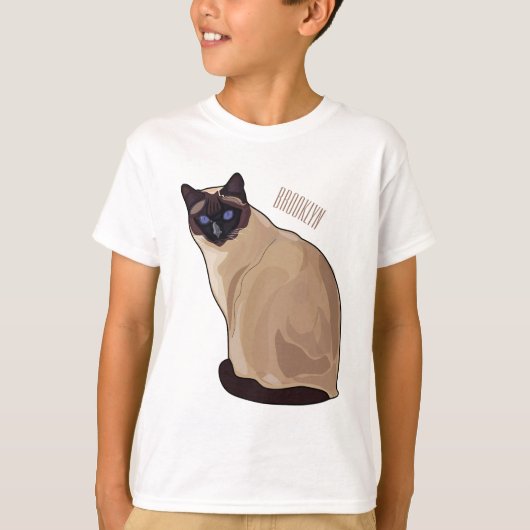 シャム猫マンガイラストレーション Tシャツ (正面)