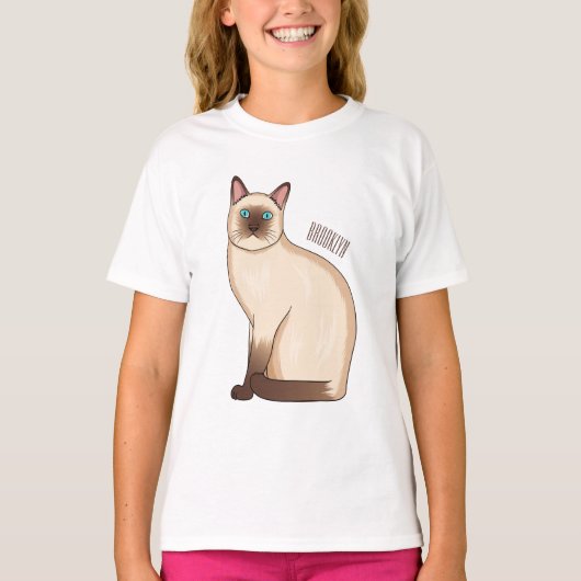 シャム猫マンガイラストレーション Tシャツ (正面)