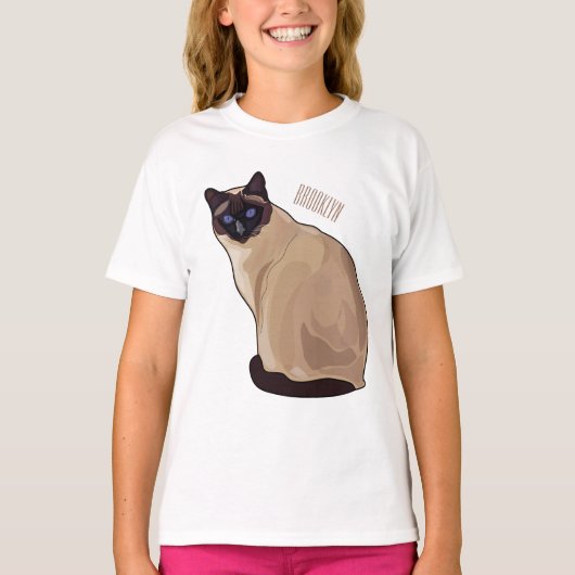 シャム猫マンガイラストレーション Tシャツ (正面)