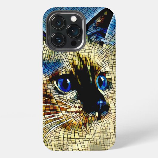 シャム猫モザイクタイル iPhoneケース (裏面)